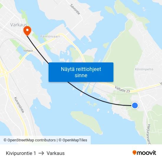 Kivipurontie 1 to Varkaus map