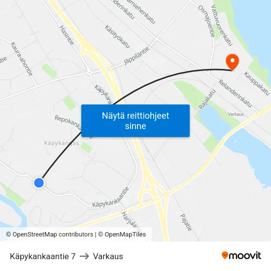 Käpykankaantie 7 to Varkaus map