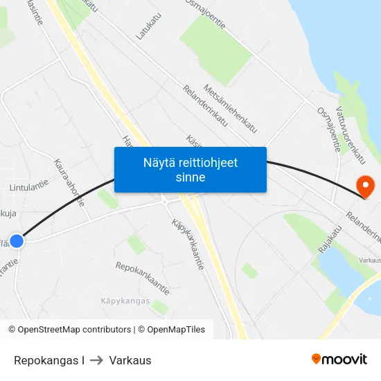 Repokangas I to Varkaus map
