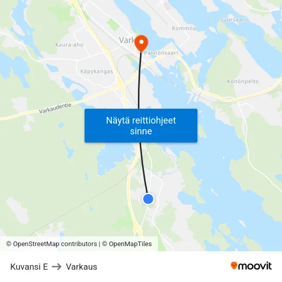 Kuvansi E to Varkaus map