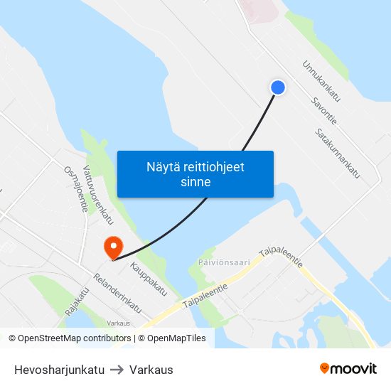 Hevosharjunkatu to Varkaus map