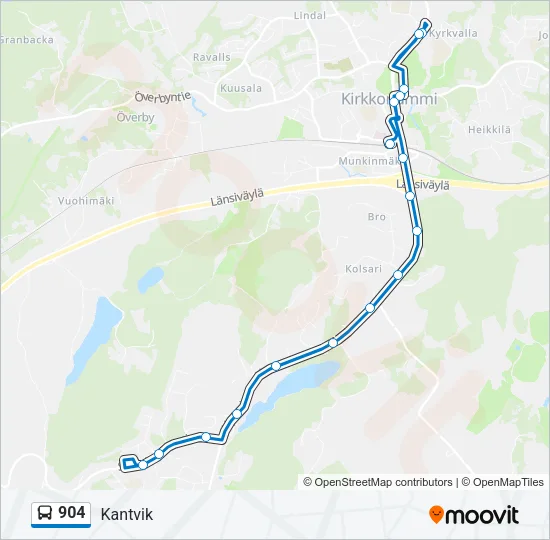 904 Bus Line Map