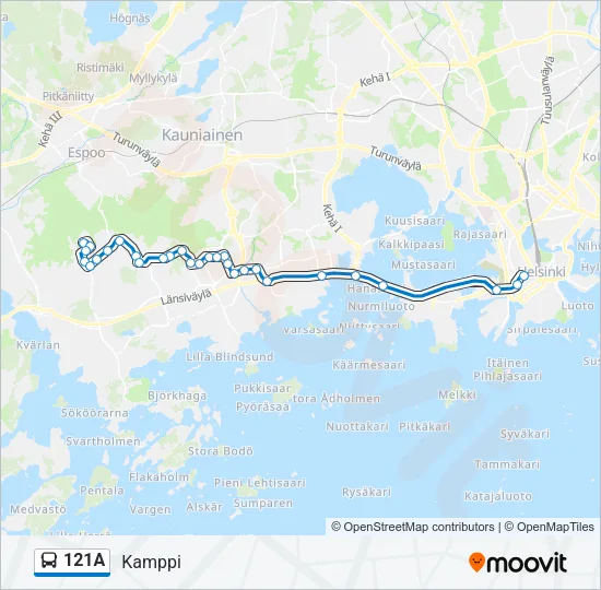 121A Bus Line Map