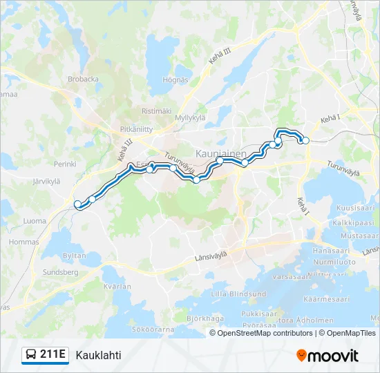 211E Bus Line Map