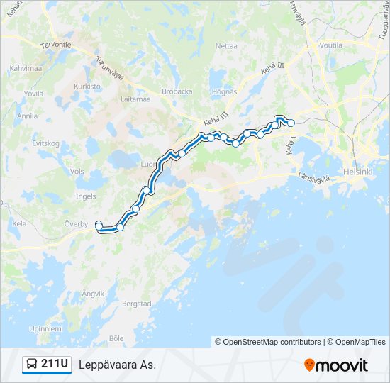 211U bus Line Map