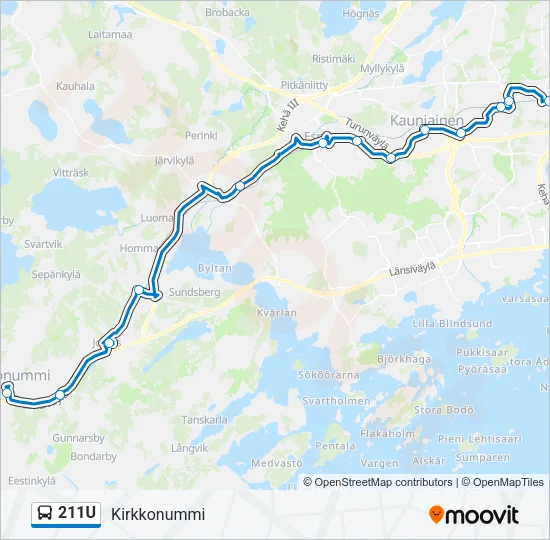 211U Bus Line Map