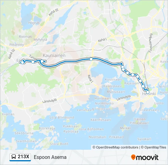 213X Bus Line Map