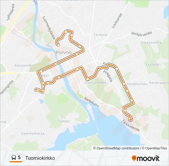 5 Bus Line Map