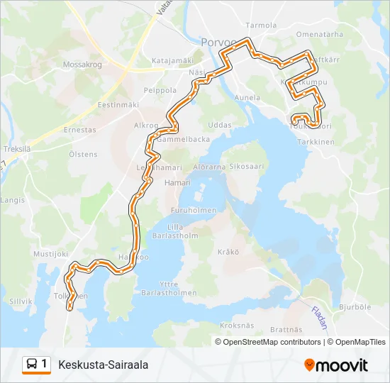 1 Bus Line Map