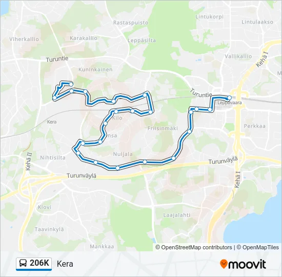 206K Bus Line Map
