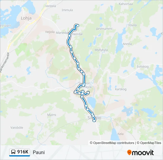 916K Bus Line Map