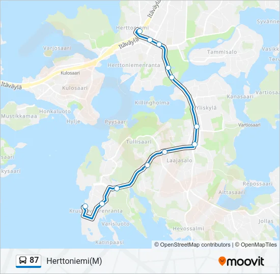87 Bus Line Map
