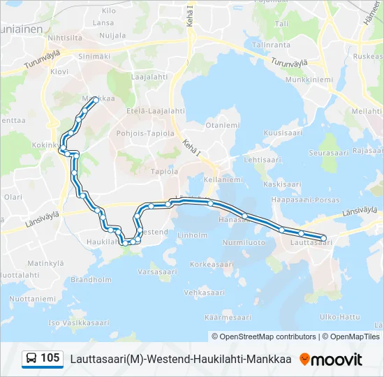 105 Bus Line Map