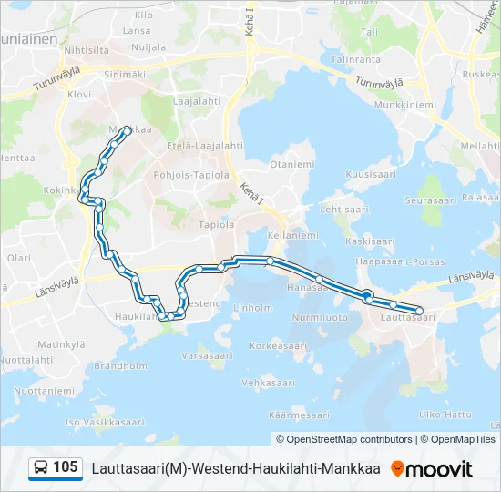 105 Bus Line Map