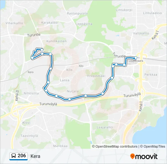 206 Bus Line Map