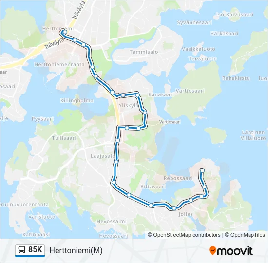 85K Bus Line Map