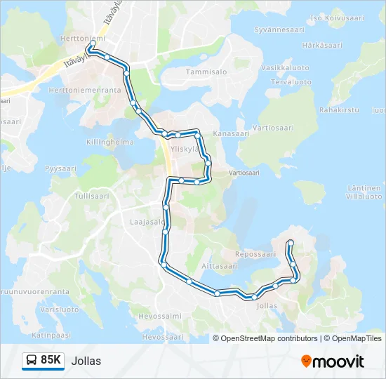 85K Bus Line Map