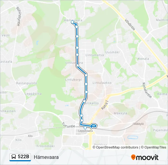 522B Bus Line Map