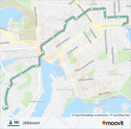 9N Tram Line Map