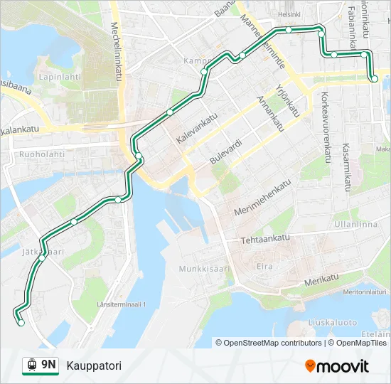 9N Tram Line Map