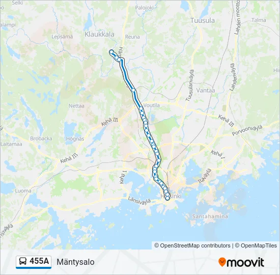 455A Bus Line Map