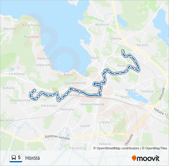 5 Bus Line Map