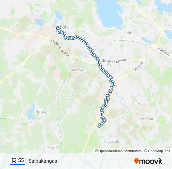 55 Bus Line Map
