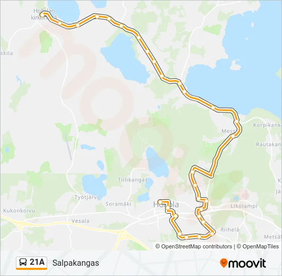 21A Bus Line Map