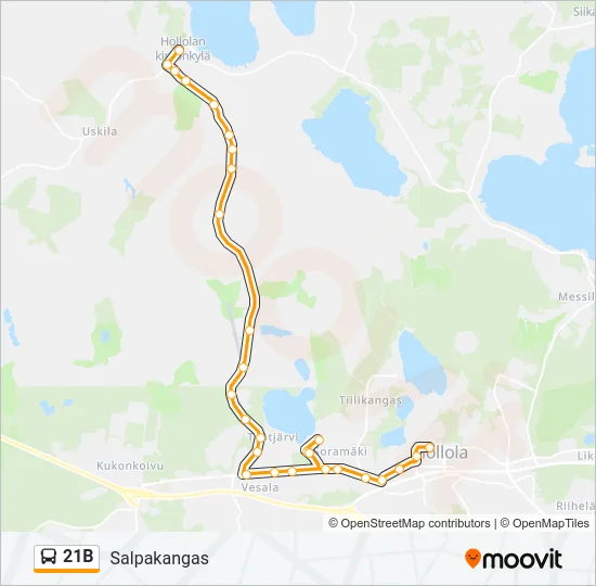 21B Bus Line Map