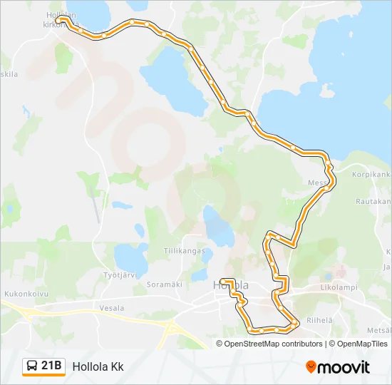 21B Bus Line Map