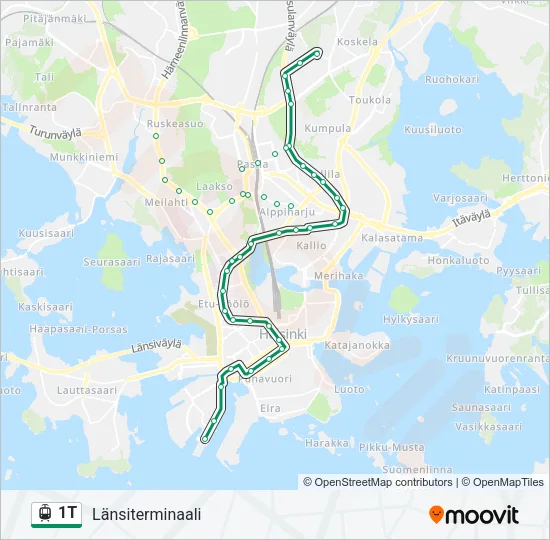 1T Tram Line Map