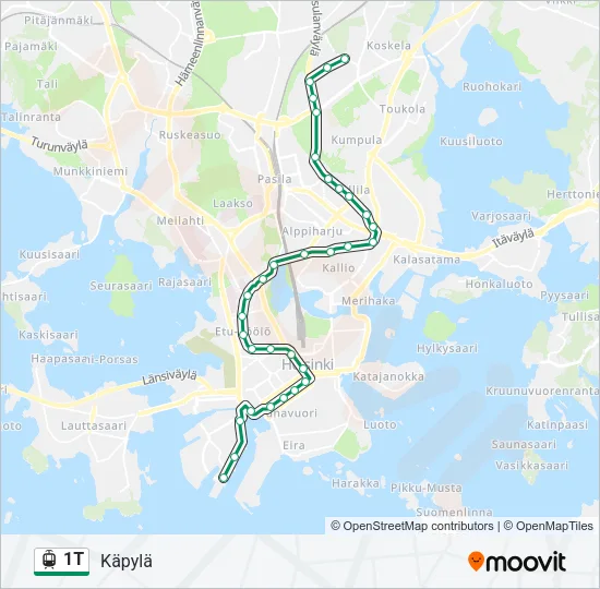 1T Tram Line Map