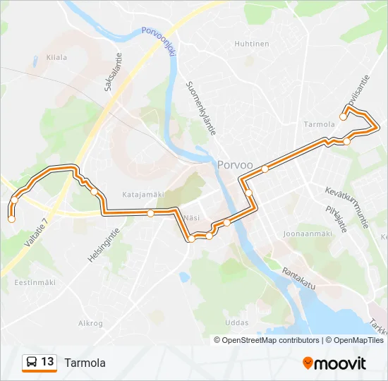 13 Bus Line Map