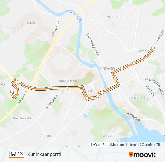 13 Bus Line Map