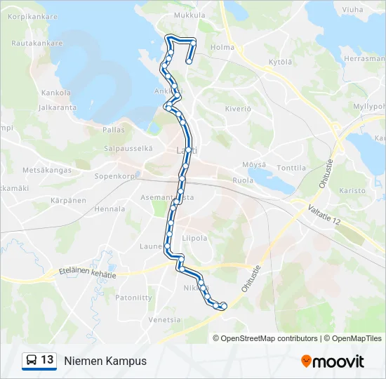 13 Bus Line Map