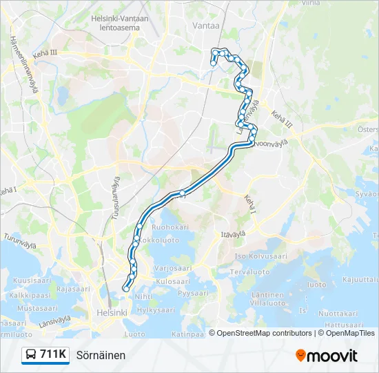 711K Bus Line Map