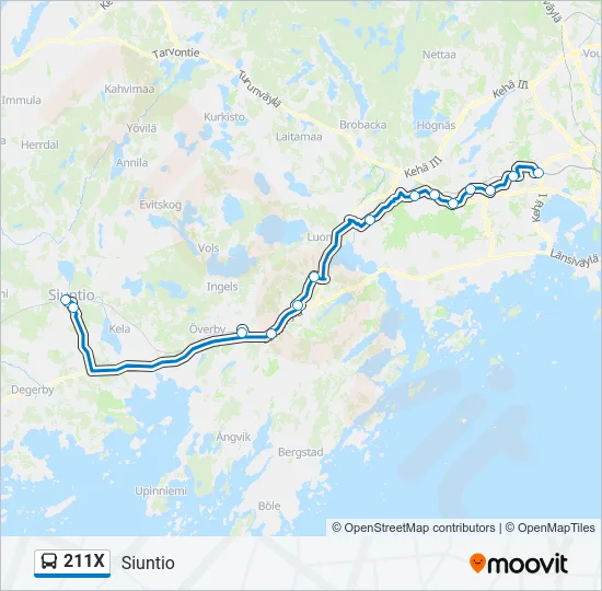 211X Bus Line Map
