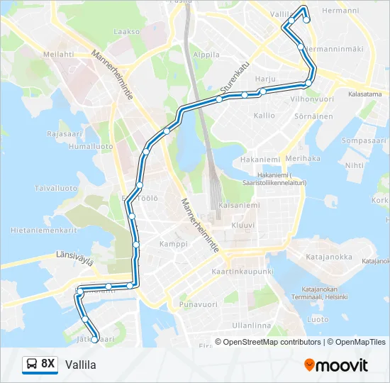 8X Bus Line Map