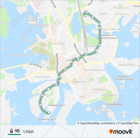 9B tram Line Map