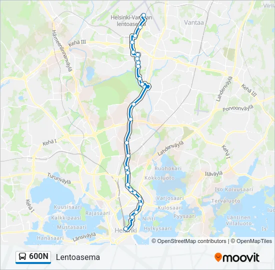 600N Bus Line Map