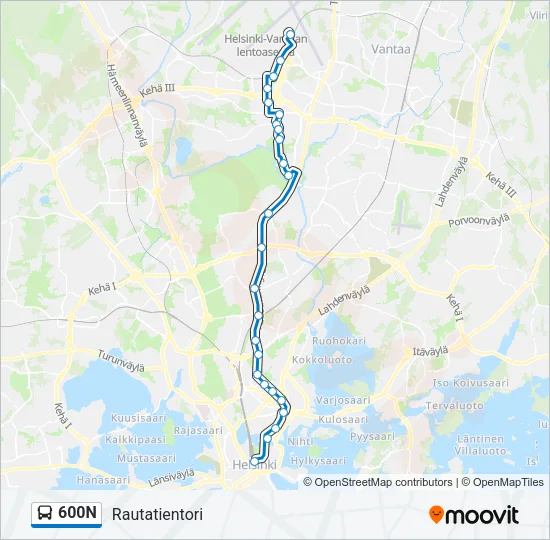600N Bus Line Map