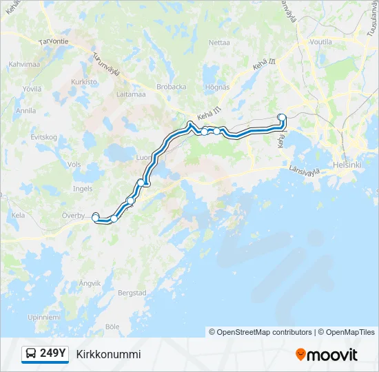 249Y Bus Line Map