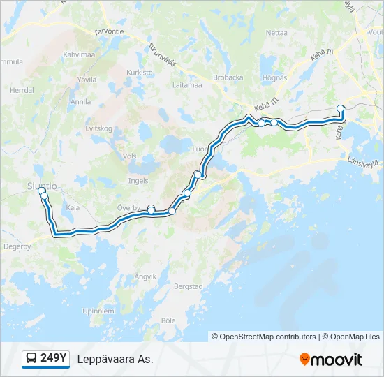 249Y Bus Line Map