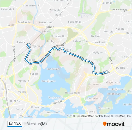 15X Bus Line Map