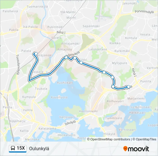 15X Bus Line Map