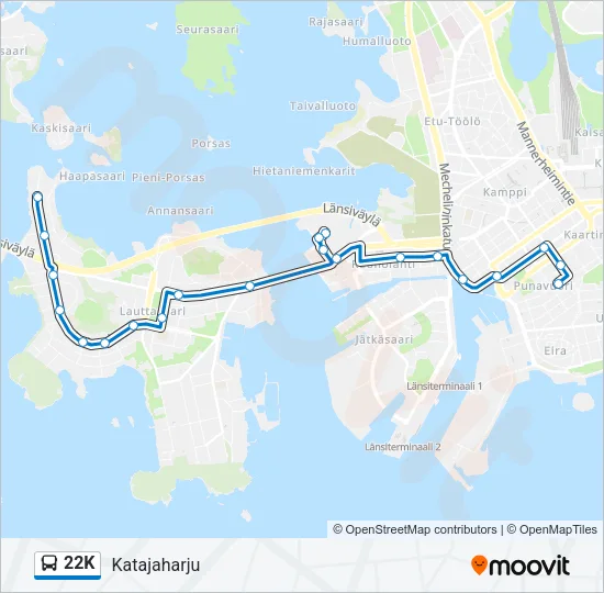 22K Bus Line Map