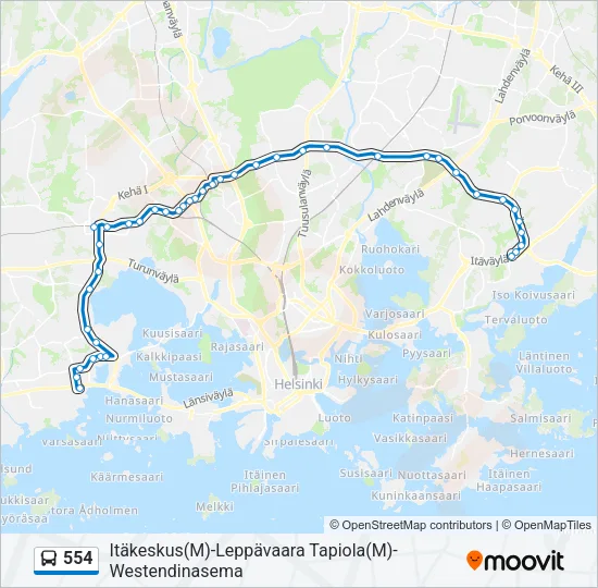 554 Bus Line Map