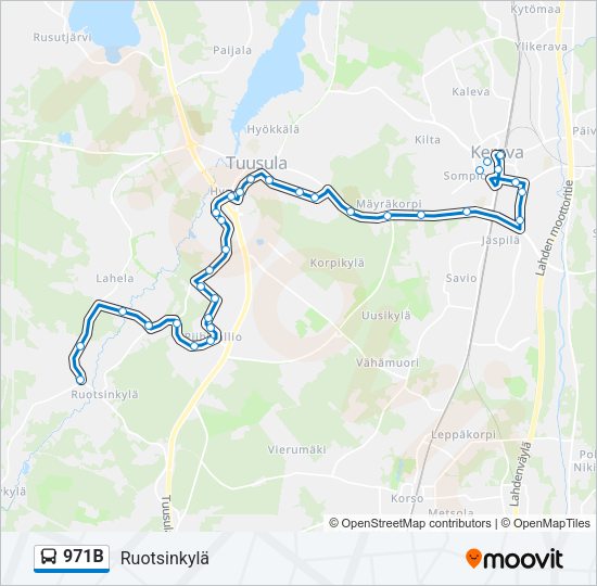 971B Bus Line Map