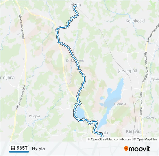 965T Bus Line Map