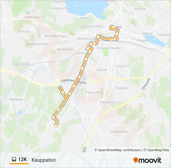 12K Bus Line Map